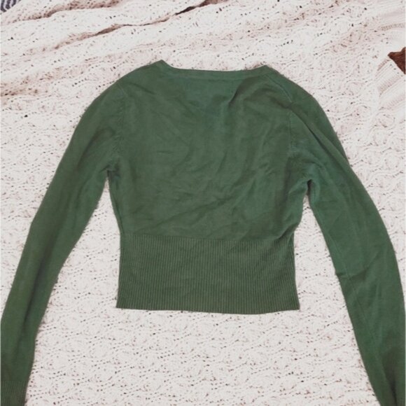 Vintage Costa Blanca Vintage Semi Cropped Ribbed Scoop Neck Cotton Cardigan - Picture 6 of 7